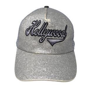 Hollywood Snapback Mesh Back Trucker Hat Gray One Size Embroidered